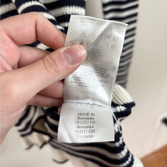 See by Chloe striped navy blue white ruffle knit sweater top size SM - Picture 5 of 7